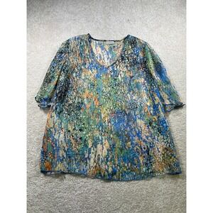 Canda Collection C&A Blue & Orange Sheer Tunic Top Fairy Whimsy Beachy Cover Up
